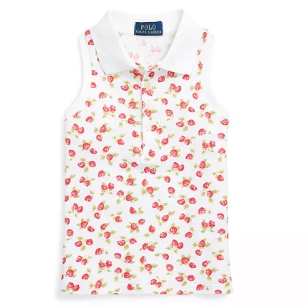 Polo by Ralph Lauren Strawberry Sleeveless Mesh Polo Cotton Top Size M (8/10)